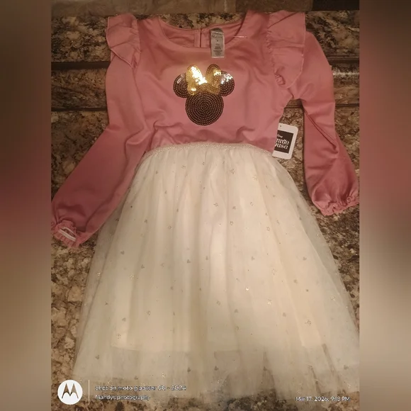 Disney Minnie mouse dress. Super cute top half is sequence Minnie mouse 6 Nwt - Picture 2 of 5